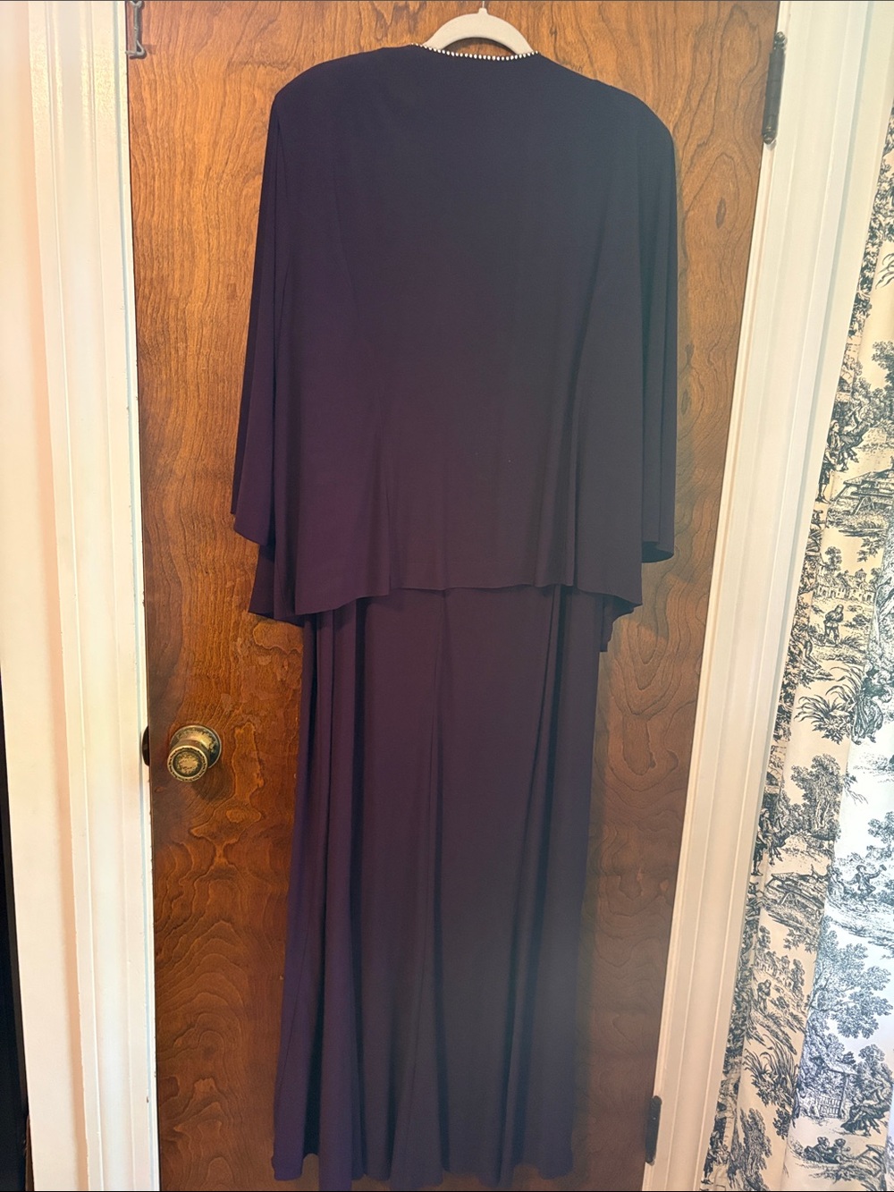 Alex Evenings Elegant Sleeveless Plum Maxi Dress with Scalloped Neckline - Picture 4 of 4